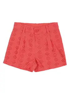Pantaloons Baby Girls Pink Self Design Regular Fit Regular Shorts