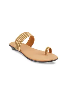 WALKWAY by Metro Women Gold-Toned Striped One Toe Flats