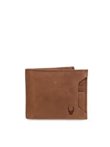 WildHorn Men Tan Brown Solid RFID Protected Genuine Leather Two Fold Wallet