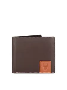 WildHorn Men Brown RFID Protected Genuine Leather Hand-Stitched Solid Two Fold Wallet