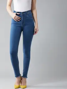 DOLCE CRUDO Women Blue Skinny Fit High-Rise Clean Look Stretchable Jeans