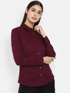 Van Heusen Woman Maroon Regular Fit Solid Casual Shirt