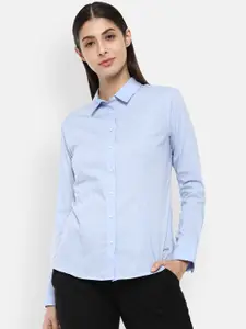 Van Heusen Woman Blue Gathered Formal Shirt