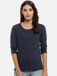 Campus Sutra Women Blue Solid Top