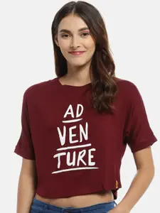 Campus Sutra Women Maroon Printed A-Line Top