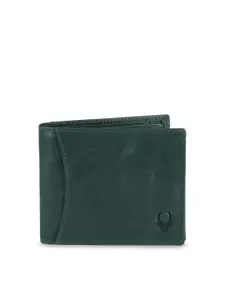 WildHorn Men Teal Blue Solid RFID Protected Leather Two Fold Wallet