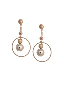 Mali Fionna Gold-Toned & Silver-Toned Circular Drop Earrings