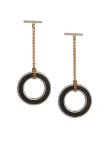 Mali Fionna Black & Gold-Toned Circular Drop Earrings