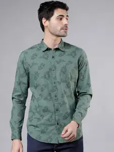 HIGHLANDER Men Green Slim Fit Printed Casual Shirt