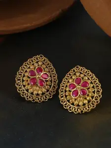 Voylla Gold-Plated & Pink Handcrafted Classic Studs