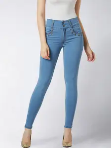 Miss Chase Women Blue Skinny Fit High-Rise Clean Look Stretchable Jeans
