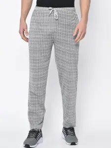 VIMAL JONNEY Men Grey Checked Straight-Fit Track Pants