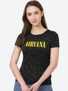 Free Authority Nirvana Featured Black Tshirt for Women