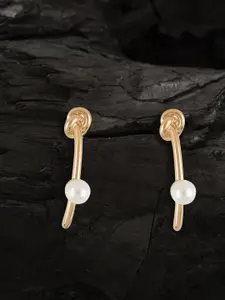 E2O White Gold-Plated & Beaded Drop Earrings
