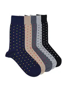 Balenzia Men Pack of 5 Assorted Polka Calf-Length Socks