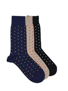 Balenzia Men Pack Of 3 Assorted Polka Pattern Calf-Length Socks