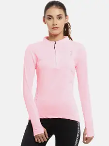 Campus Sutra Women Pink Solid High Neck T-shirt