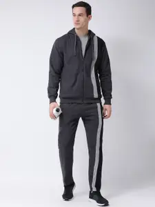 GRIFFEL Men Charcoal Grey Solid Tracksuit