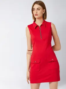 Miss Chase Women Red Solid Shirt Dress