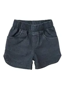 KiddoPanti Girls Charcoal Solid Regular Fit Denim Shorts