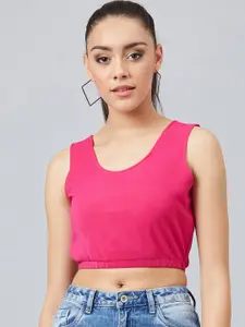 Athena Women Pink Solid Crop Top