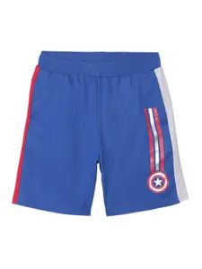 Kids Ville Boys Blue Captain America Printed Regular Shorts