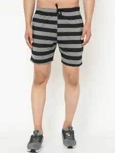 VIMAL JONNEY Men Black & White Striped Regular Shorts