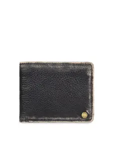 Hidesign Men Black Textured Two Fold Leather Wallet