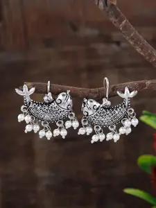 Silvermerc Designs Silver-Toned Leaf Shaped Drop Earrings