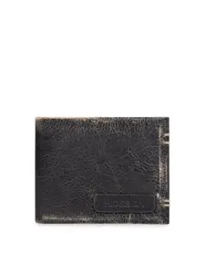 Hidesign Men Black & Brown Solid Leather Two Fold Wallet