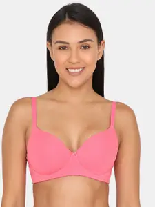Zivame Pink Solid Non-Wired Lightly Padded Everyday Bra ZI1137COREHPINK
