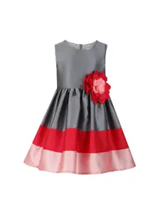 A Little Fable Girls Grey & Red Cardinal Feather Dress