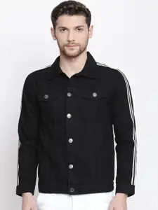 High Star Men Black Solid Denim Jacket