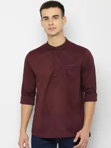 People Men Maroon Regular Fit Solid Casual Shirt