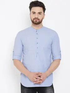even Men Blue Woven Design Straight Kurta