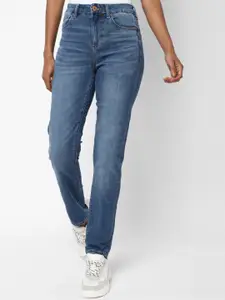AMERICAN EAGLE OUTFITTERS Women Blue Regular Fit Mid-Rise Clean Look Stretchable Jeans