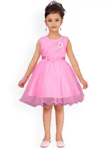 Aarika Girls Pink Embellished Fit and Flare Dress