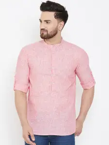 even Men Pink Solid Straight Kurta
