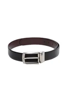 Carlton London Men Black Solid Leather Reversible Belt
