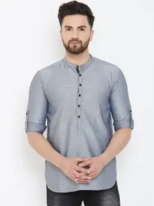 even Men Grey Woven Design Straight Kurta