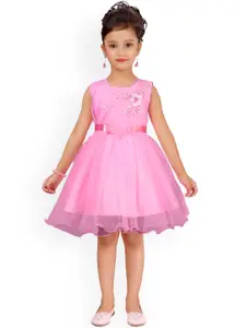 Aarika Girls Pink Embellished Fit and Flare Dress