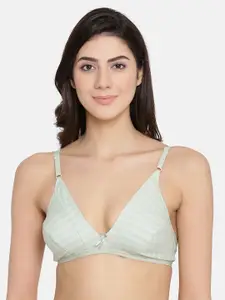 Clovia Green Printed Non-Wired Non Padded Everyday Bra BR1595T1132B