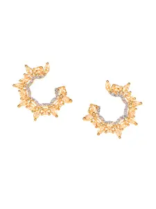 Bhana Fashion Gold-Plated Crescent Shaped Studs