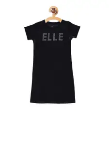 ELLE Girls Black Printed T-shirt Dress