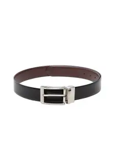 Carlton London Men Black Solid Leather Belt