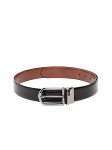 Carlton London Men Black Solid Leather Reversible Belt