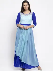 Karmic Vision Women Blue Colourblocked Maxi Dress