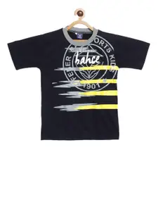 SWEET ANGEL Boys Navy Blue Printed Round Neck T-shirt