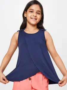 Global Desi Girls Blue Solid Wrap Top