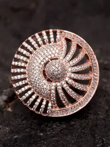 Bhana Fashion Rose Gold-Plated AD-Studded Handcrafted Finger Ring